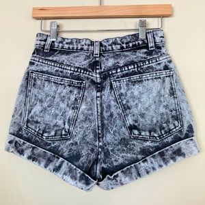 American Apparel High Rise Black Acid Wash Cuffed Shorts Womens Size 27.